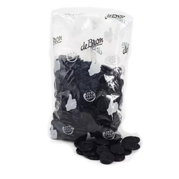 Mild Salty Liquorice Coins No Added Sugar Free Pick & Mix Sweets De Bron 1kg